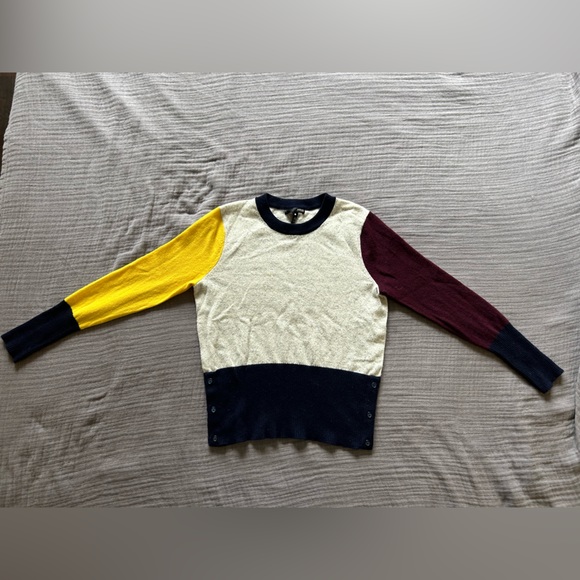 Aqua cashmere color block sweater size small - Picture 2 of 6